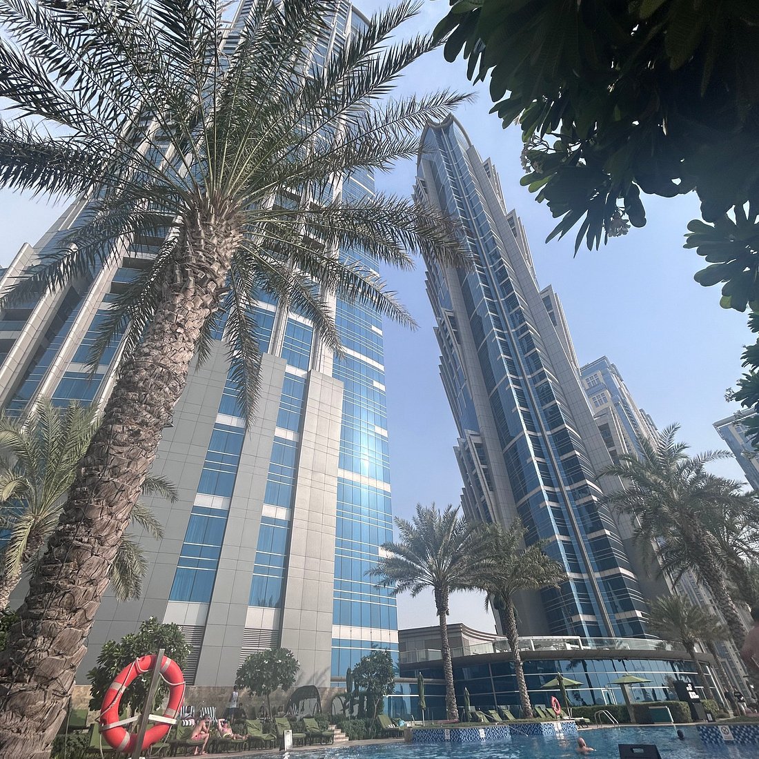 JW Marriott Marquis Dubai twin towers above the pool deck