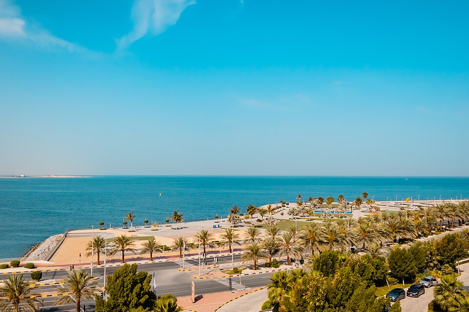 Sea and waterfront promenade on Al Marjan Island