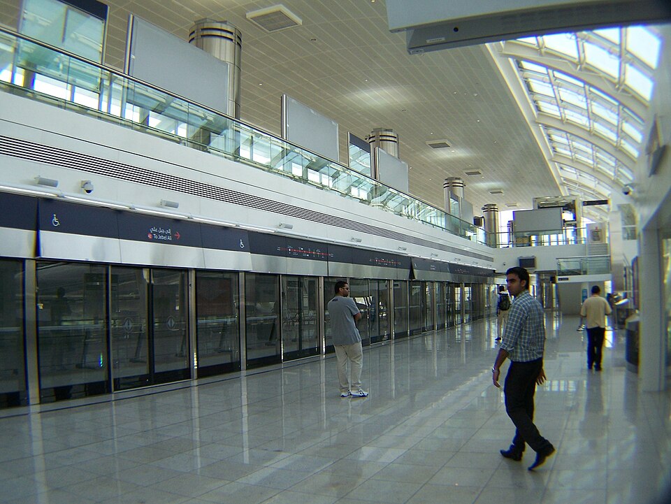 Platform at Airport Terminal 3 Metro station in Dubai