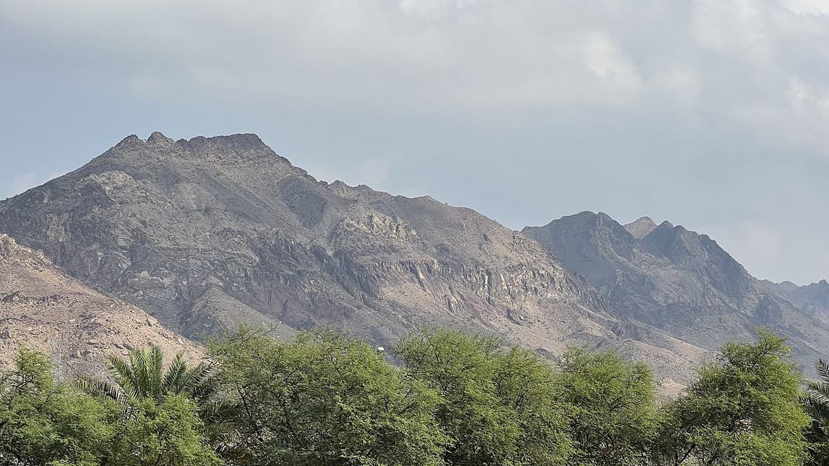 Rocky Hatta mountain slopes rising behind trees