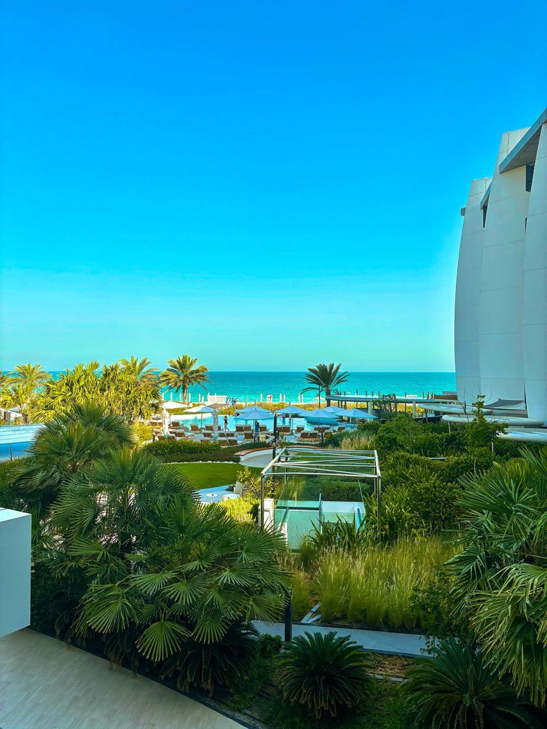 View toward Jumeirah at Saadiyat Island Resort and its coastal grounds
