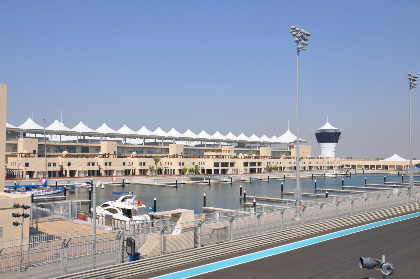 Grandstand and race track at Yas Marina Circuit in Abu Dhabi