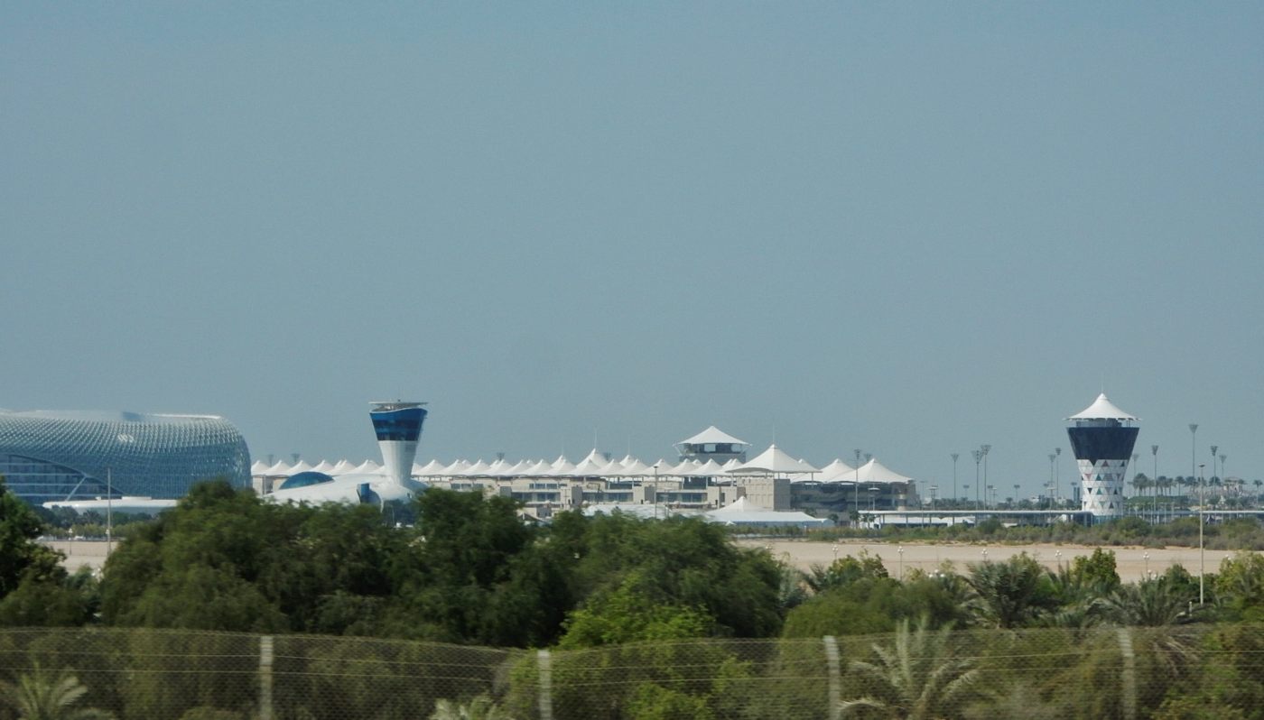 Buildings and marina area on Yas Island in Abu Dhabi